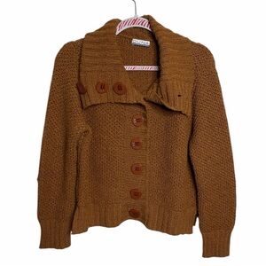Vintage Duna Chunky Knit Brown Button-Up Sweater